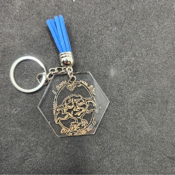 Hand Crafted Keychain Elf Blue Silver Bag Charm, Zipper Pull with Tassel - Picture 2 of 9